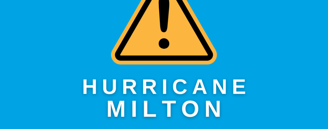 "Hurricane Milton warning sign highlighting postal impacts, emphasizing preparedness for potential disruptions. Stay informed and safe during the hurricane season."